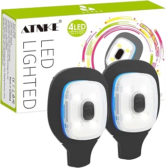 ATNKE USB Rechargeable LED Replacement Lights for Lighted Beanie Hat Lamp Red and Blue Flashing Alarm Waterproof Light/White Light/2PC