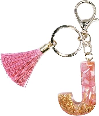 jtkdxqs Letter A-Z Keychain Pink Tassel Key Ring Crystal for Women Backpack Handbags Cute Pendant