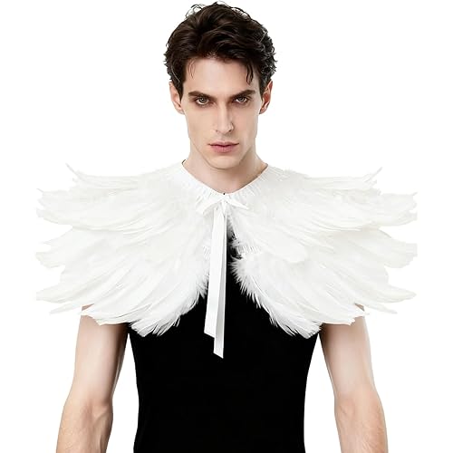 L'VOW Gothic Black Feather Shrug Cape Shawl Halloween Costume for Men