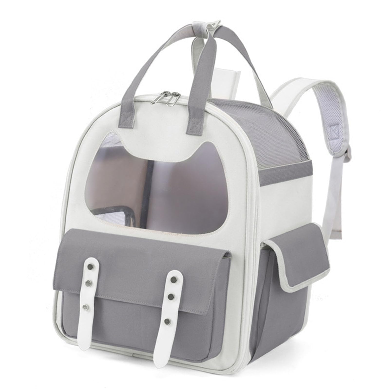 Zaino per animali domestici Zaino da viaggio per gatti impermeabile traspirante di grande capacità Borsa da trasporto per animali domestici con maniglia per campeggio e attività (Grigio)