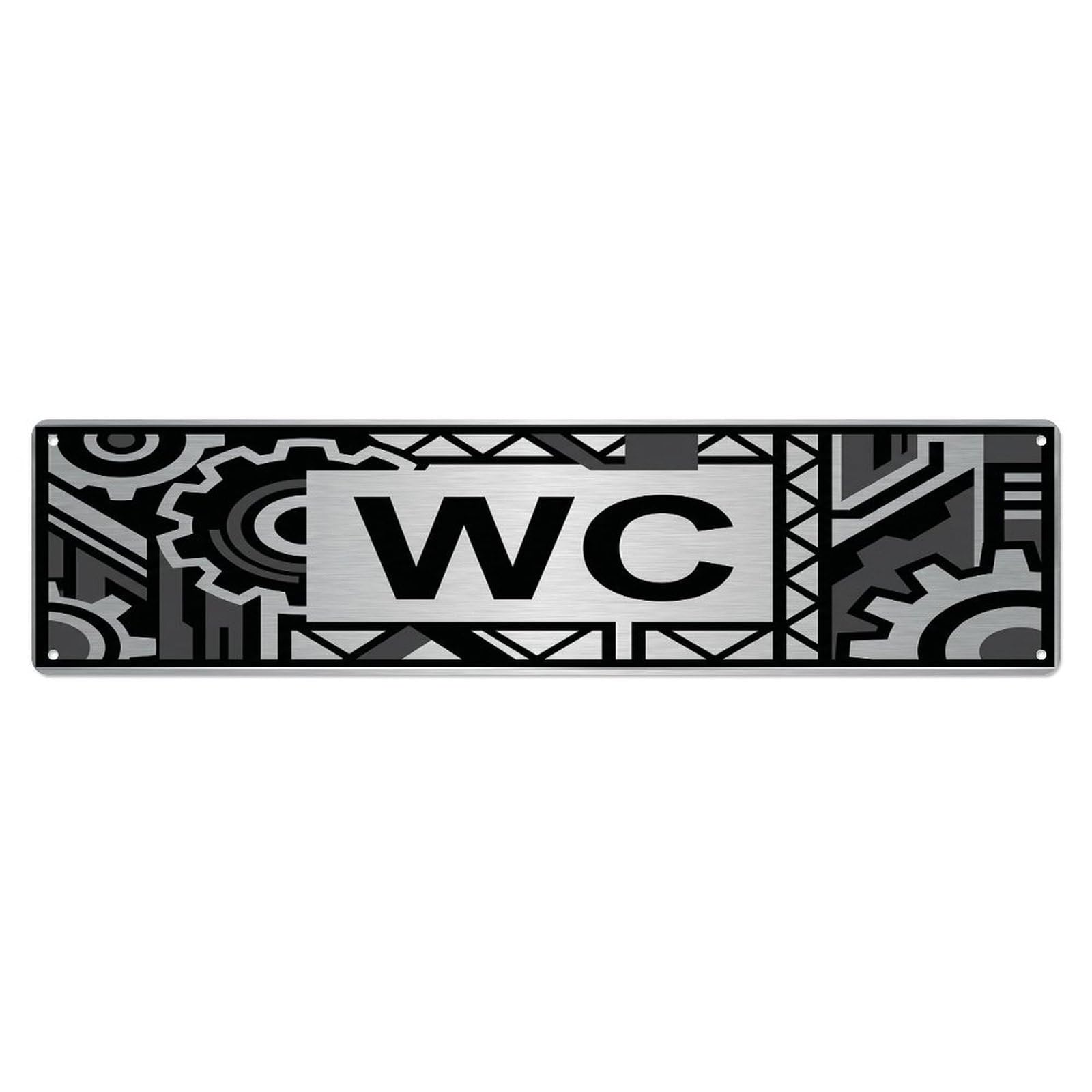 Industrial Bold Workshop Washroom Toilet(WC) Door Metal Tin Sign Plaque Wall Decor for Cafe, Club Bar, Office, Home Garden Metal Poster 4x16Inch