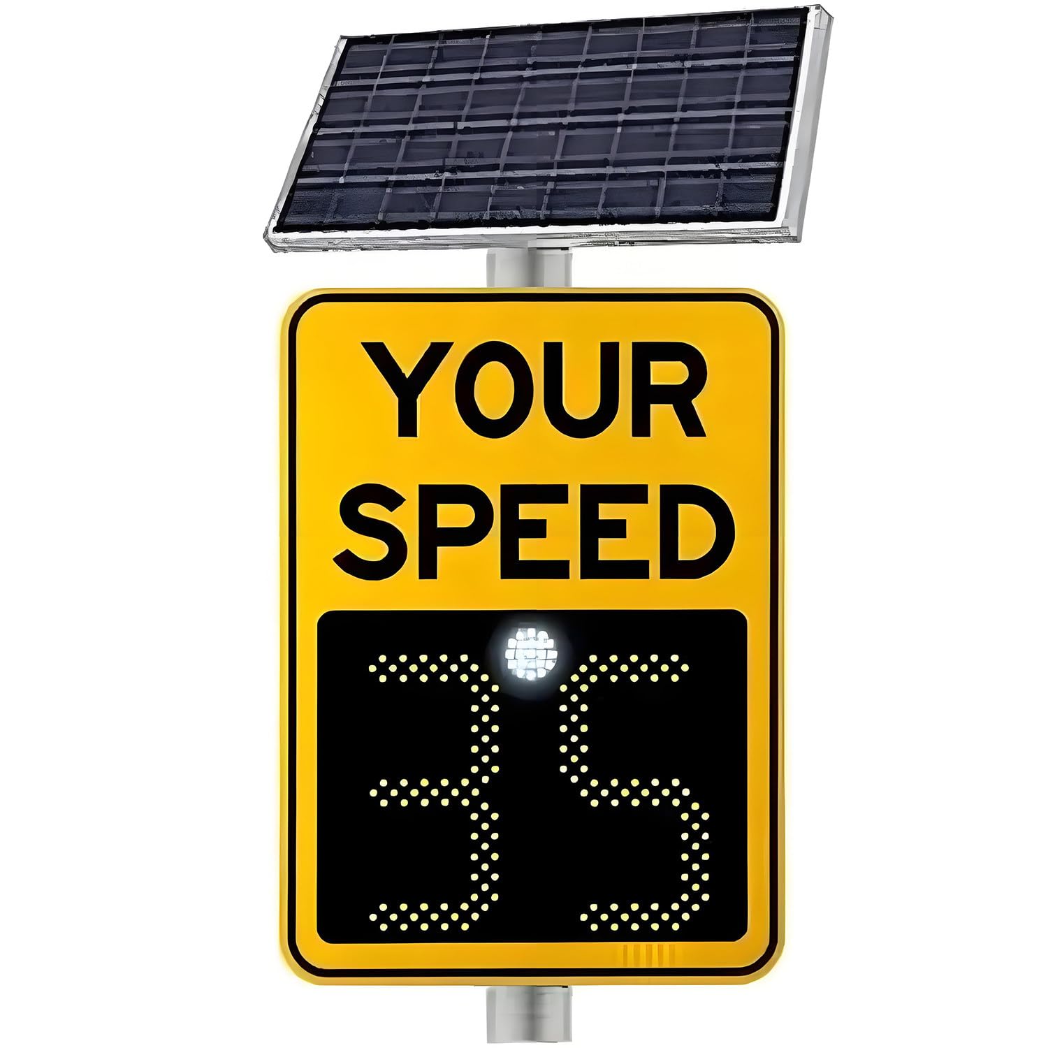 MLYYYDSS Radar Feedback Sign,Solar Powered Your Speed LED Radar Speed Display Sign LED Speed Limit Radar Display, Radar Feedback Sign with Remote Control Yellow-20 x27