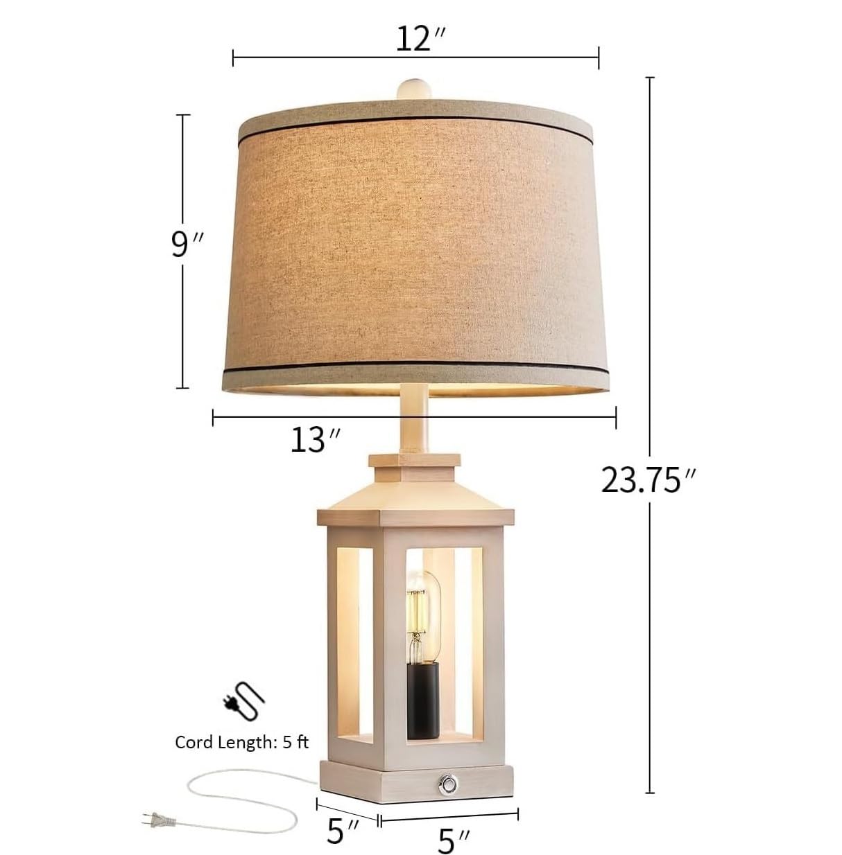 CCXXYGWJ Lampada da Tavolo Touch retrò da 23,75" con Paralume in Lino, Porte USB C+A, Camera da Letto e Comodino, Adatta per Soggiorno, dormitorio, Ufficio, (Nero)