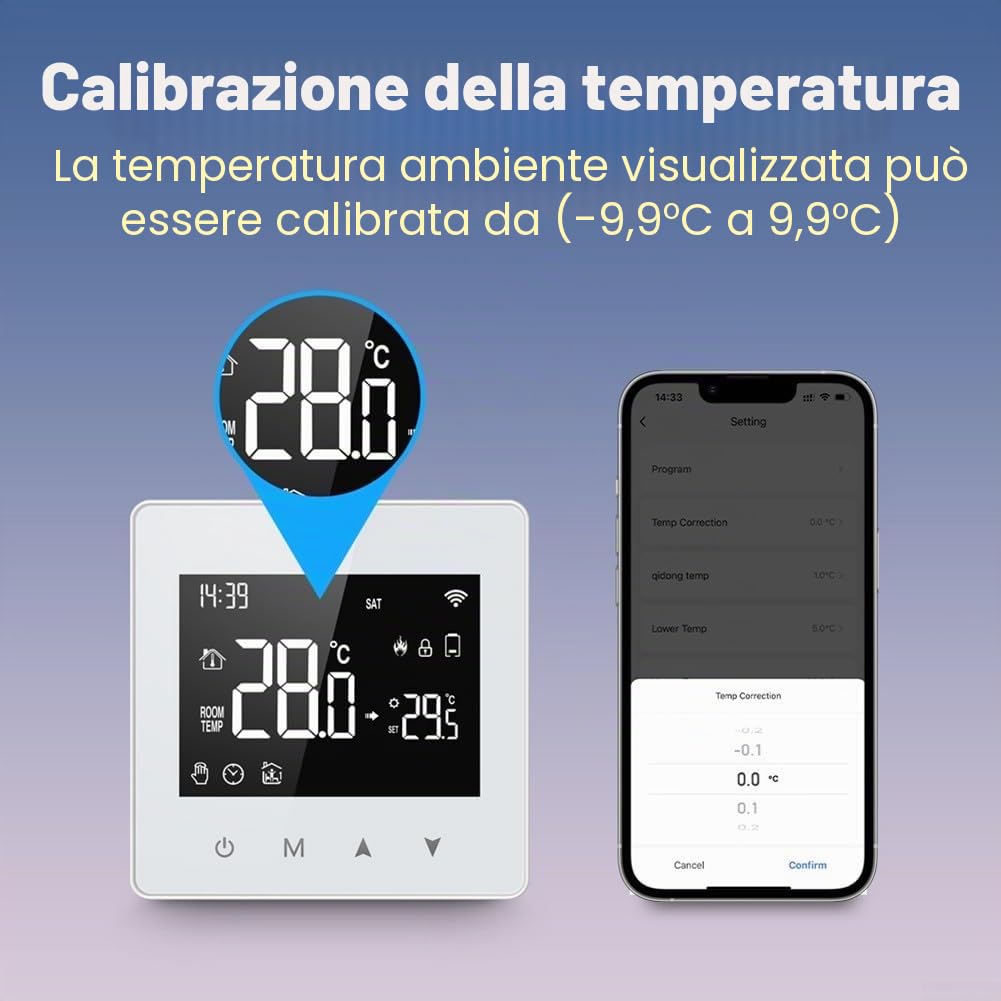 Termostato intelligente Wifi per riscaldamento caldaia a gas, regolatore di temperatura programmabile Tuya/Smart Life Telecomando, risparmiare energia e costi, Compatibile con Alexa Google Home
