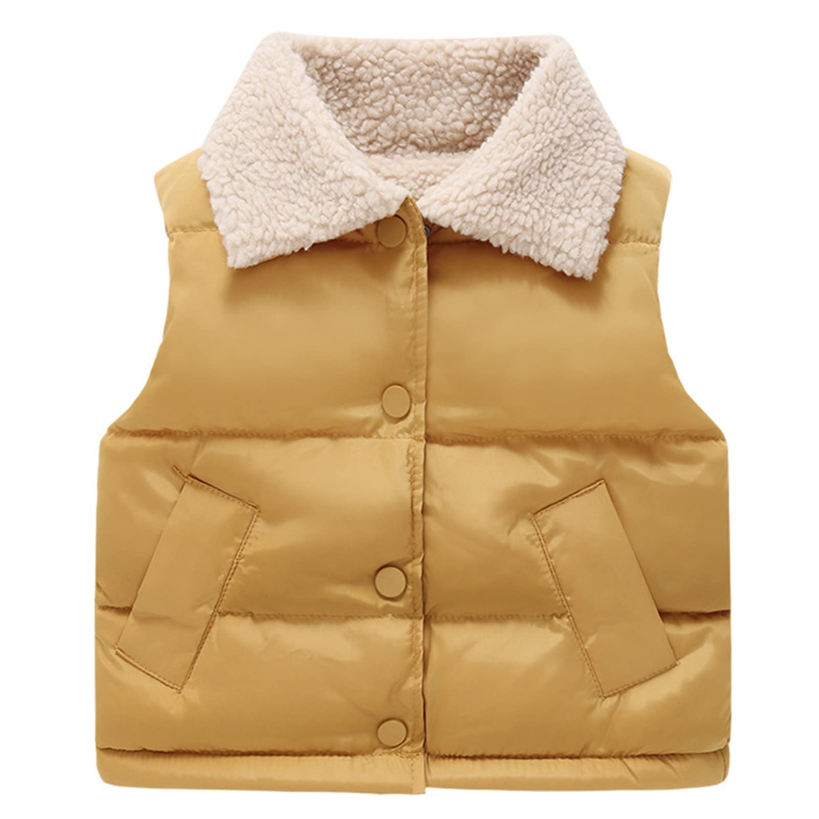 Toddler Boys Girls Vest Fleece Fuzzy Sleeveless Coat Kids Baby Down Vests Winter Warm Puffer (Yellow, 12-18 Months)