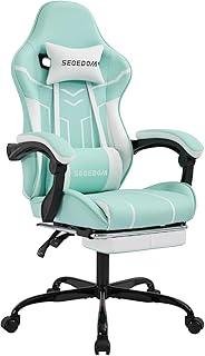 SEGEDOM Video Gaming Chair with Footrest, Ergonomic Gamer Chair with Lumbar Support, Height Adjustable Swivel Racing Gamin...