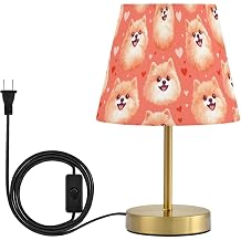 Table Lamp Pomeranian Pink Heart LED Night Light Minimalist Bedroom Reading Dorm Nightstand Desk Lamp Color Changing Fabric Shade Home Decor