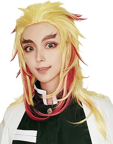 Etasy - Peluca de cosplay para Demon Slayer Kimetsu no Yaiba Rengoku Kyoujurou