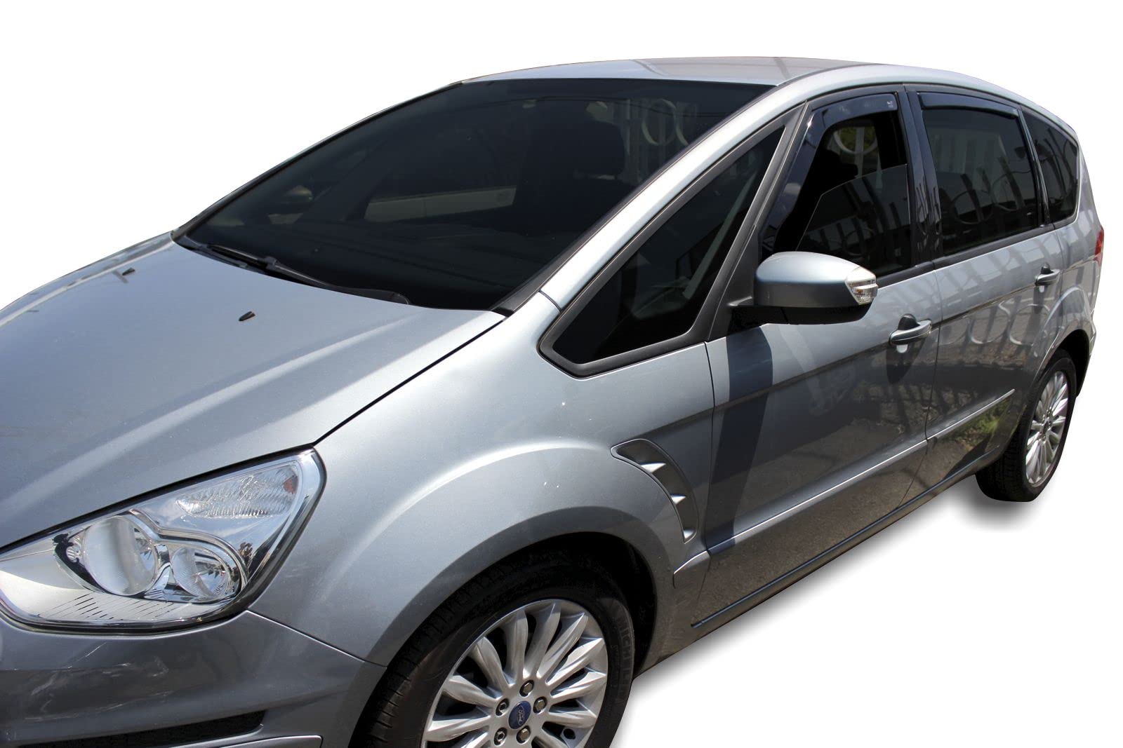 J&J AUTOMOTIVE Deflettori d'Aria per Ford S-Max 2010-2015, Set da 4 Pezzi, Nero Fumé Oscurato Heko