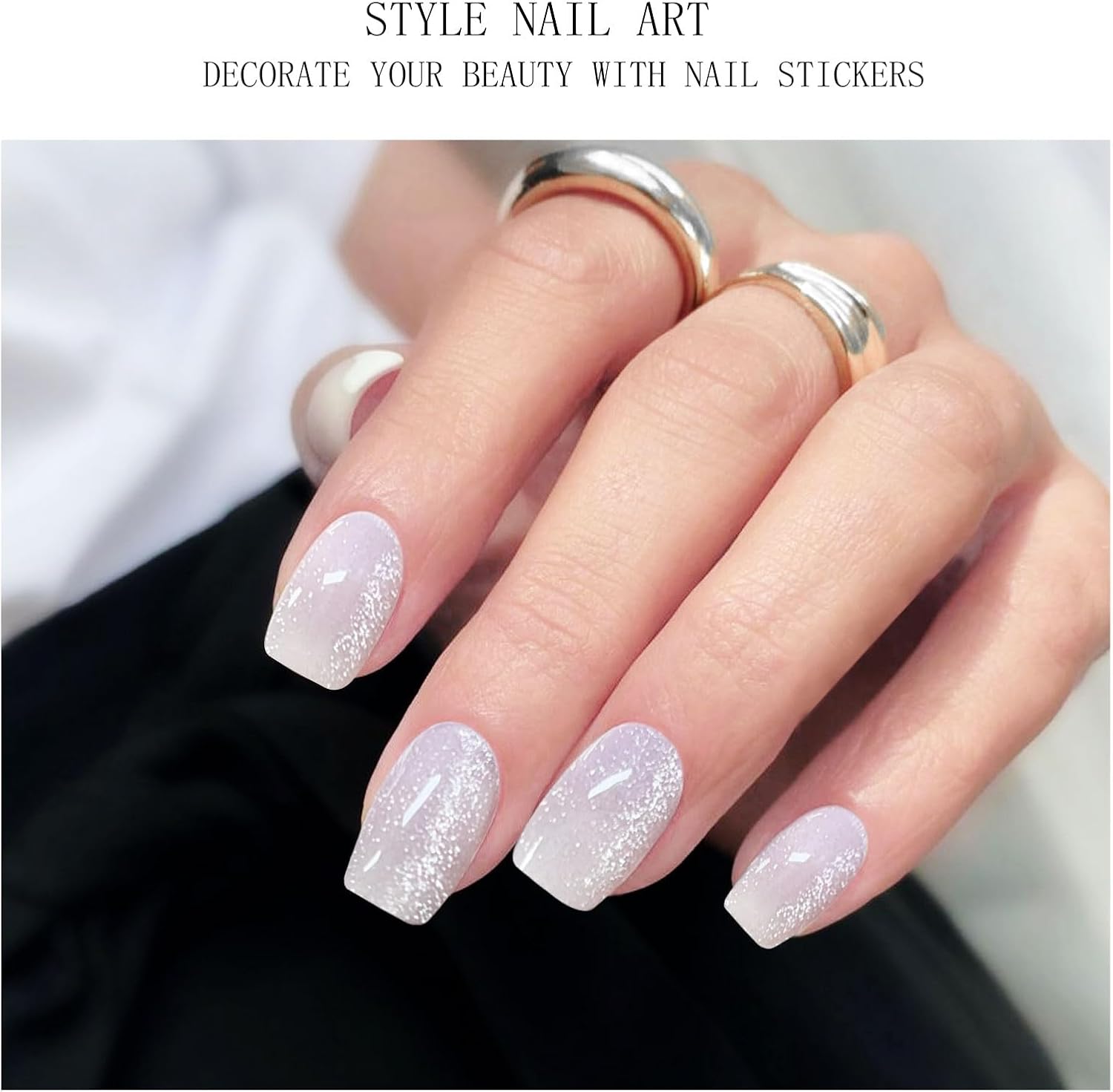 JMEOWIO Semi Cured Gel Strips Nail Art Sticker Wrap Cat Eye