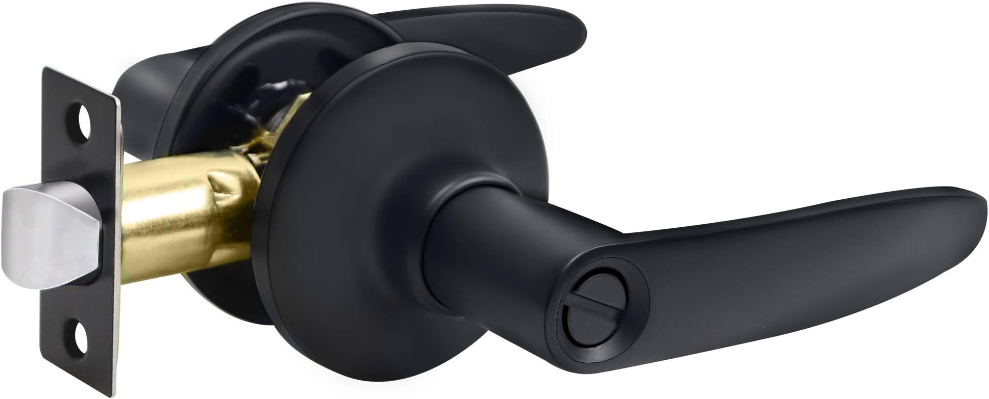 (1 Pack) Door Levers Handle for Bedroom and Bathroom, Indoor Privacy knobs with Locking, Privacy keyless Door Handle, Matte Black…