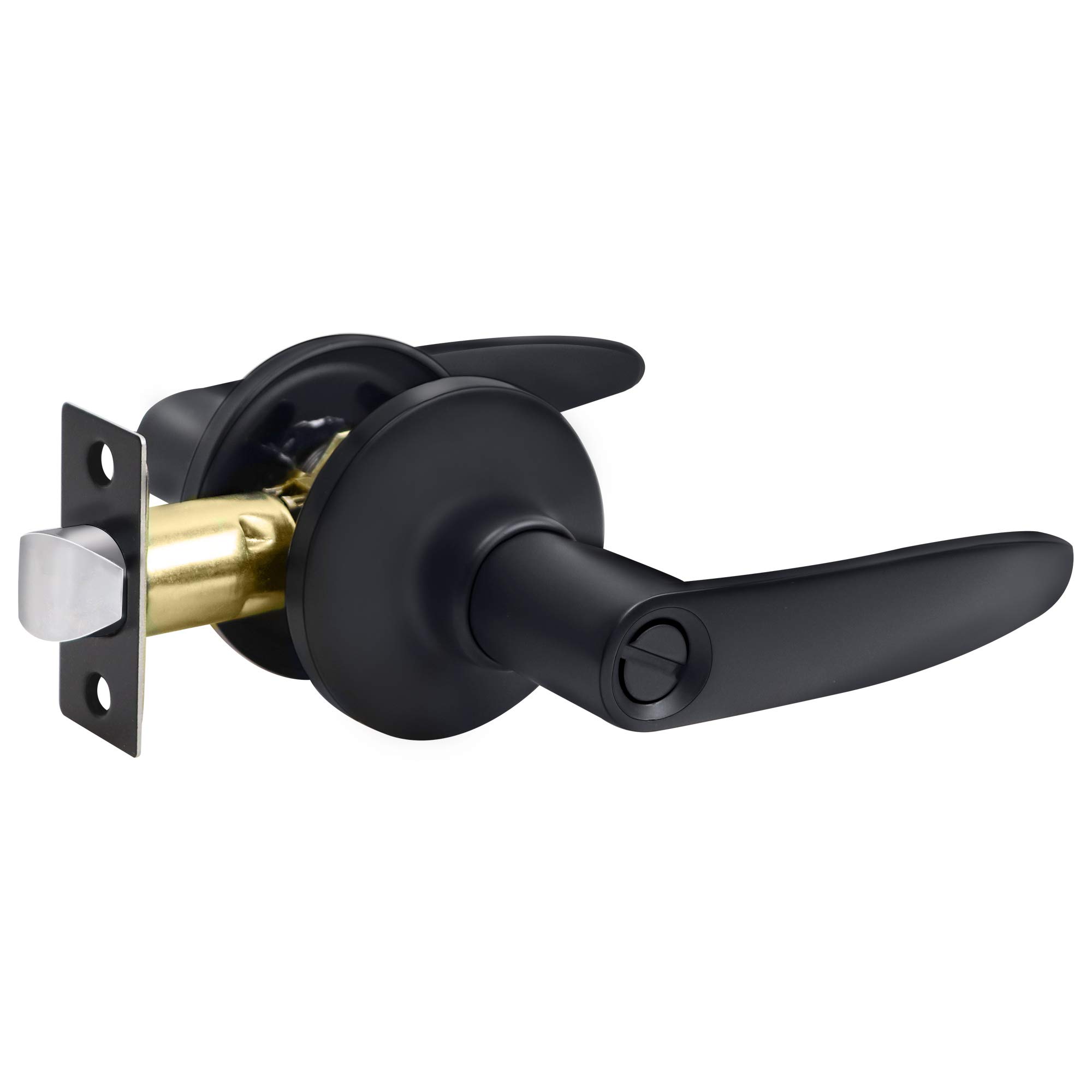 (1 Pack) Door Levers Handle for Bedroom and Bathroom, Indoor Privacy knobs with Locking, Privacy keyless Door Handle, Matte Black…