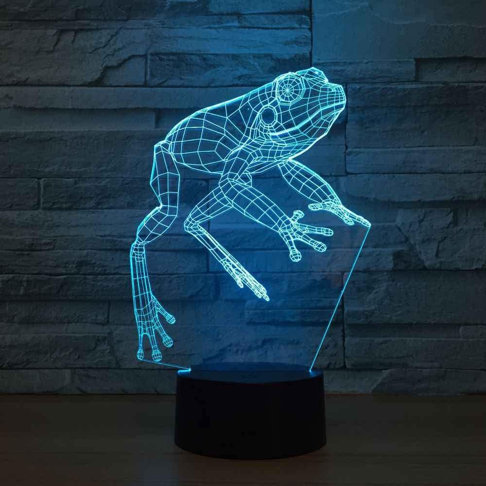 SWTZEQ Luz Nocturna Infantil Lámpara 3D Quitamiedos Portátil Rana animal lámpara de mesa decorativa 16 colores que cambian con control remoto función tenue, niños, niñas, regalo
