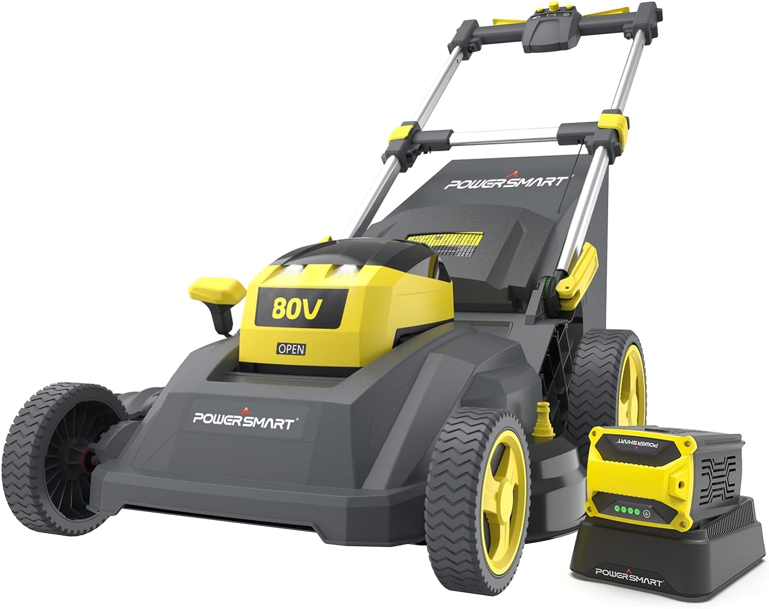PowerSmart Lawn Mower,26"/80V Cordless Electric Lawn Mower,Push Lawn Mower Lithium-Ion Dual-Force Cutting,Self Propelled Lawn Mower with 6.0Ah Battery&amp;Charger for Garden(PS76826AS)