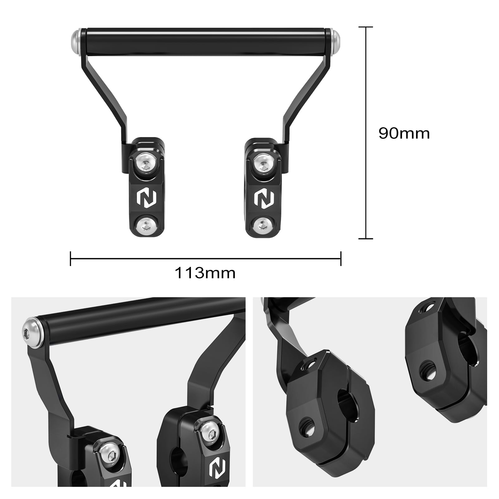 NICECNC Staffa di navigazione Supporto a morsetto Staffa di navigazione Compatibile con Yamaha Tenere 700 /XTZ700 2019-2024, Tenere 700 Rally Edition 2020-2024, nero, vedi montaggio