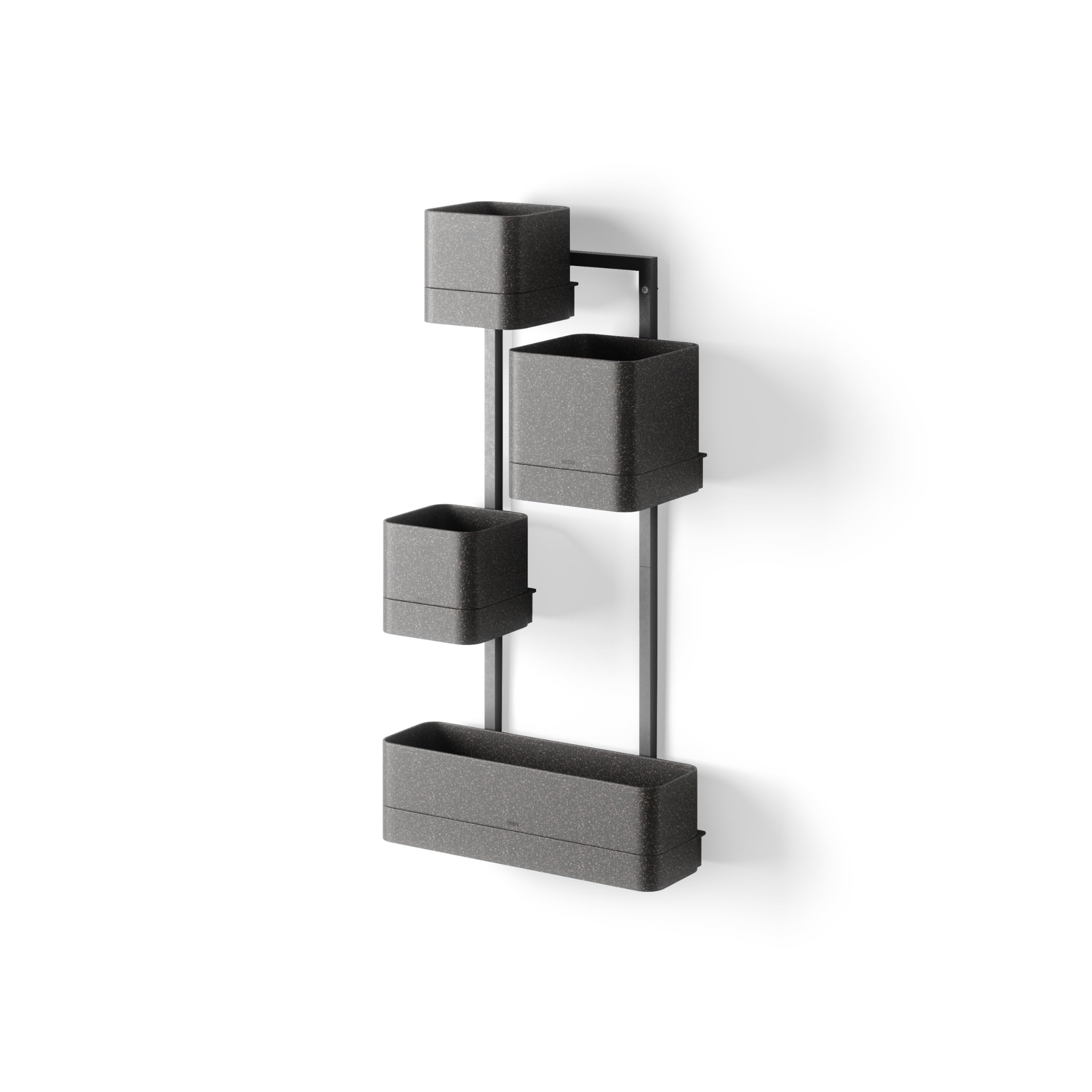 Umbra 1018767-040 Vaso da Parete Moderno e Contemporaneo, Polipropilene (PP) Acciaio Inossidabile Acrilonitrile butadiene stirene (ABS), Nero, 4 pots