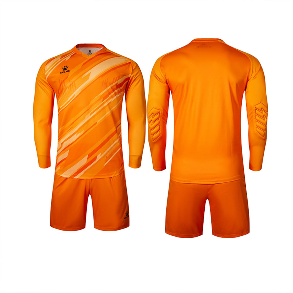 KELME Camiseta de portero acolchada y corta para niños, camiseta de portero, uniforme de entrenamiento de césped de manga larga, juego de fútbol sal, juego de ropa naranja para niños 10