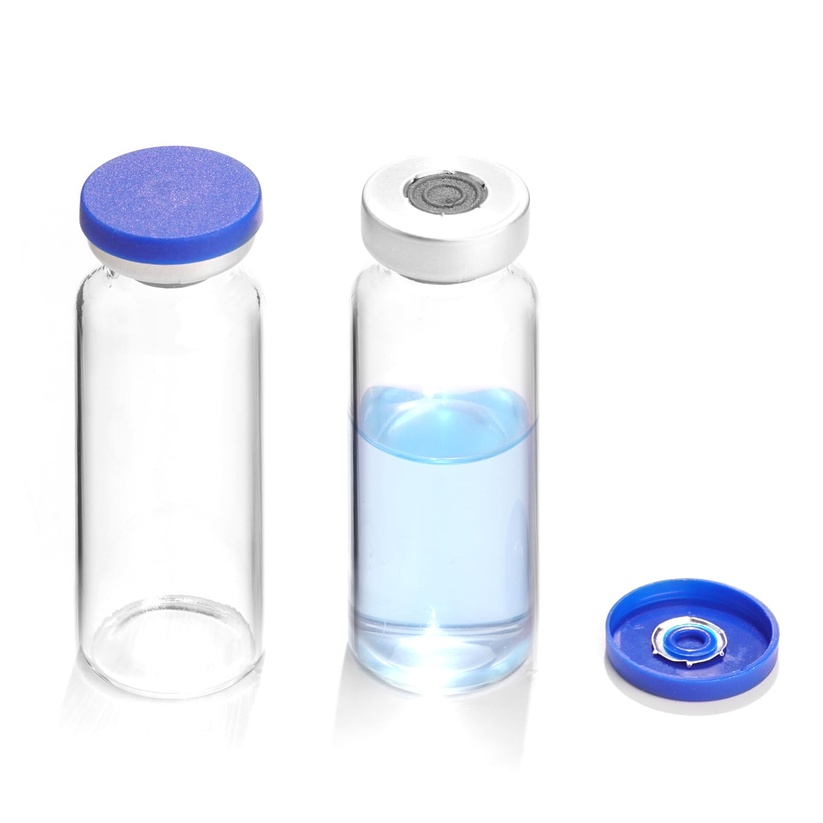 Ehoycq 20ml Sealed Vials with Self Healing Injection Port and Plastic-Aluminum Flip Caps,Glass Empty Vials for Injection 10 Pack