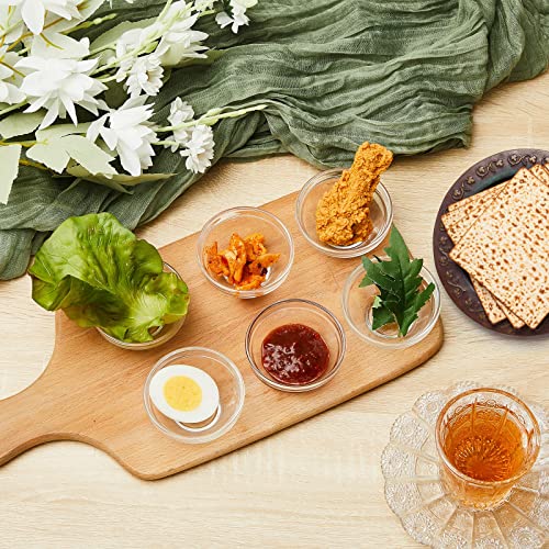 24 Pcs Passover Seder Plate Glass Dishes Liners Mini Plates 4 Sets Of 6 With Hebrew And English Translation Glass Seder Plate Liners Decor For Passover Pesach Seder Round Glass Bowls, Small #TOP1