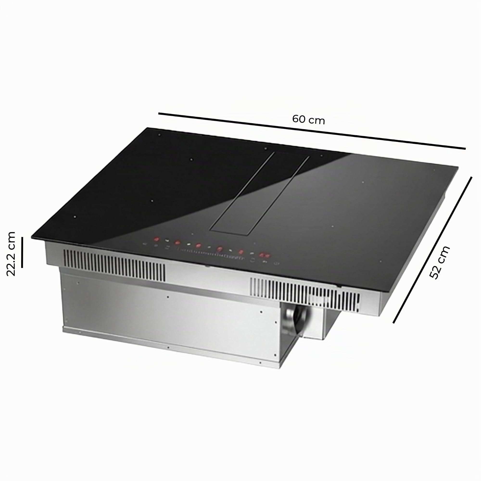 Cecotec Plaque à Induction 2 Zones FullFlex avec Hotte Intégrée 60cm Bolero Squad IH 4200 FullFlex. 7200W, 9 Niveaux, Booster, Kidlock, Aspiration 531,1m³/h avec 3 Vitesses