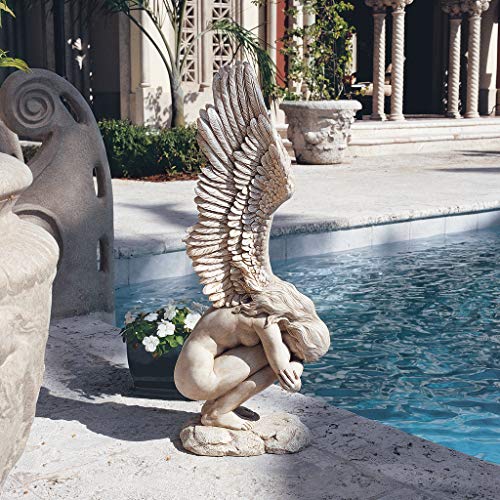 Design Toscano by Blagdon NG33660 - Figura Decorativa para jardín (Resina), diseño de ángel, Color Blanco