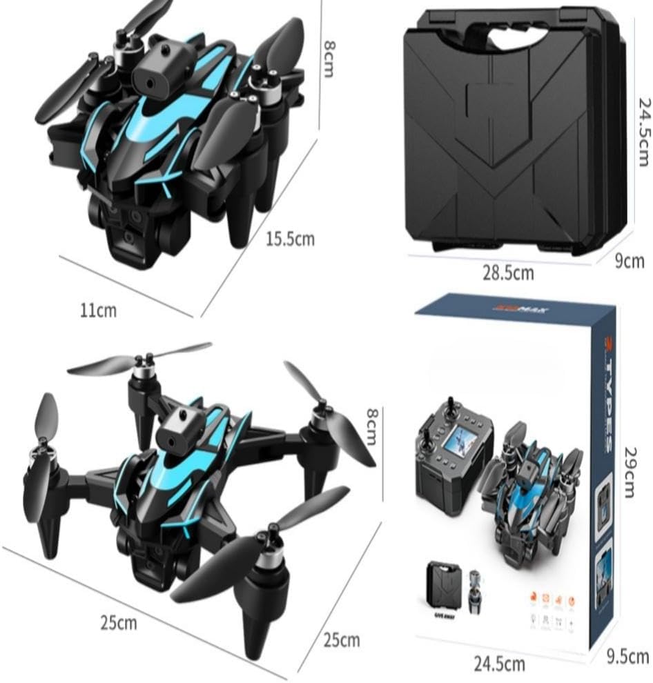 Hobby Drone with Screen Display Remote Control, 1080P Dual Camera, Speed Adjustment, Altitude Hold, One-Key Takeoff, 3D Flips, 2 Batteries, Hovering, Brushless Motor, APP Control, Plane Copter, LED Lights, Adult Beginners FPV Hobby Quadcopter Airplane Helicopter, Drones For Kids Age 8-12