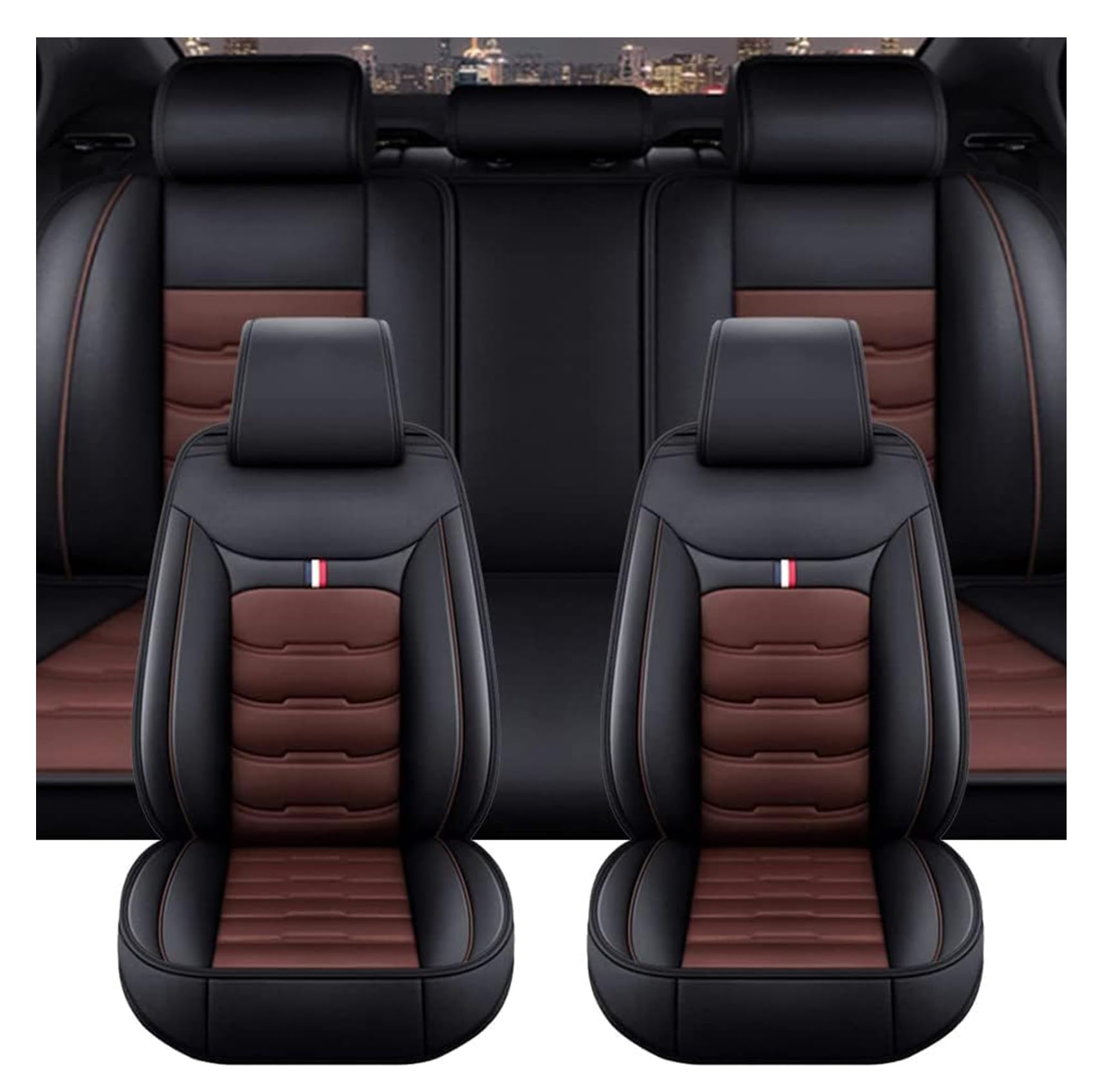Fundas Asientos Coche, para Dacia Solenza/Spring Electric/Spring Electric 2000-2025 Protector Asiento Coche Cuero, Suave Transpirable Impermeable, Cobertura Total Duraderas,D