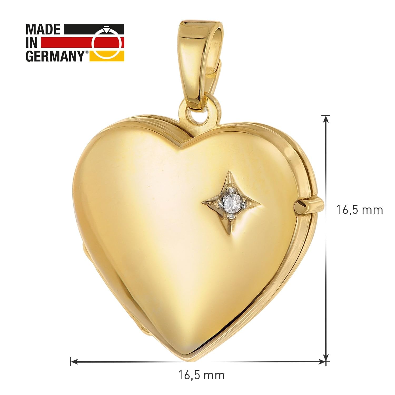 trendor Medaillon Herz Anhänger 925 Silber Vergoldet 21214 | wunderschönes Schmuckstück für Damen, elegante Geschenkidee