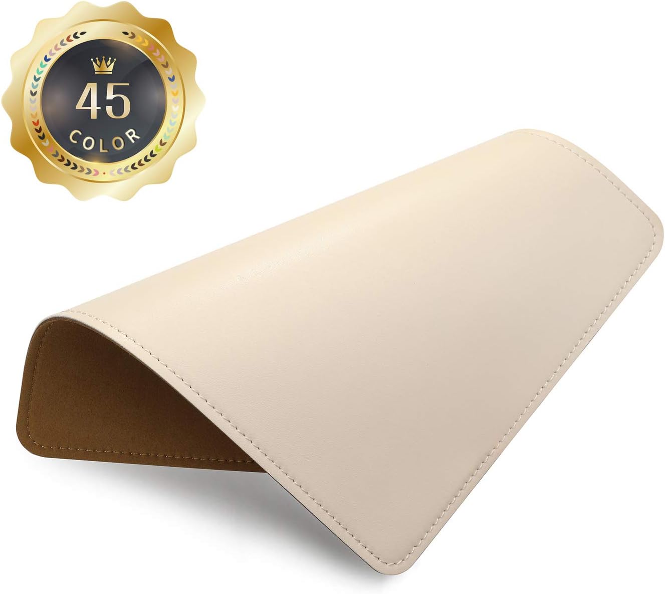 PU Leather Mouse Pad with Stitched Edge Micro-Fibre Base with Non-Slip, Waterproof, Mouse Pad for Computers, Laptop, Office & Home, 1 Pack, 8 inch 11 inch (Milky White)
