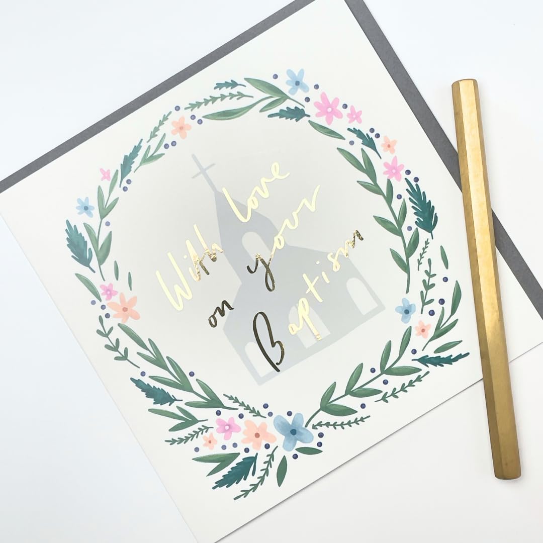 Old English Co. Taufkarte 'With Love' – Quadratisch, 15x15 Cm, Mit Goldfolie, Für Taufe & Erstkommunion