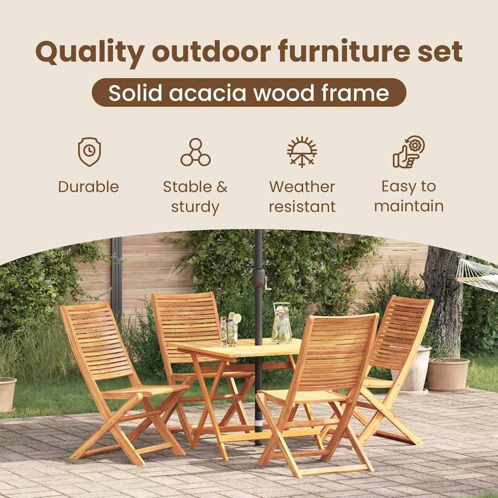 vidaXL Set da Pranzo per Giardino 5 pcs Marrone, Set da pranzo all'aperto, tavolo in acacia rustica, arredo giardino e terrazza, posti resistenti alle intemperie