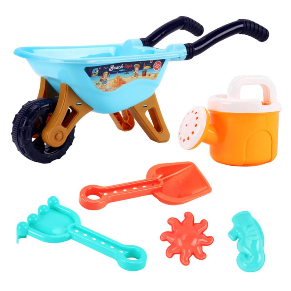 SAFIGLE 1 Set 6pcs Beach Toy Stroller Beach Toys for Kids 8-10 Sand Play Bucket Beach Sand Toy Beach Play Tool Play Sand Kit Sand Playing Toy Sand Toys Child Toolkit Plastic Toddler