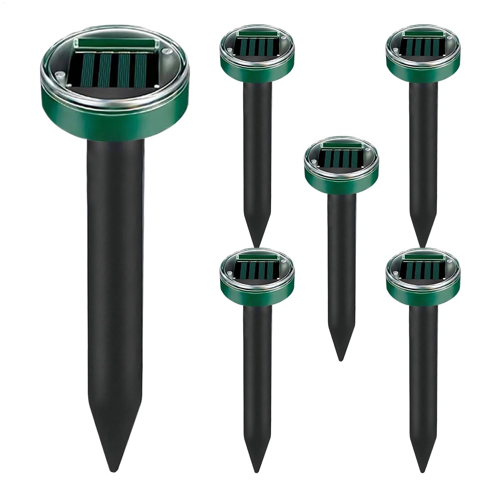 Piquets répulsifs Anti-Taupes – Serpent à ultrasons d'extérieur | 6 x piquets de Dissuasion étanches pour Cour, Jardin, pelouse