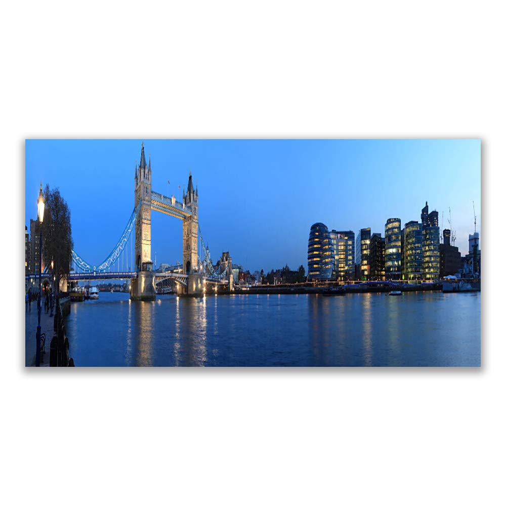 Tableau déco mural moderne verre trempé 140x70cm Tulup, plastique imprimés bridge city architecture