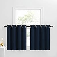Vista 236 de NICETOWN - Cortinas opacas graduadas para ventanas pequeñas del baño, cortinas de privacidad de 30 pulgadas de largo para mini lavandería y cocina