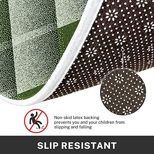 Artsocket Kitchen Rugs And Mats Non Skid Washable Set Of 2, Green Dot Geometric Kitchen Runner Rug, Grain Grid Modern Kitchen Floor Mat Under Sink Mat Throw Rug For Kitchen Doormat Waterproof #TOP4