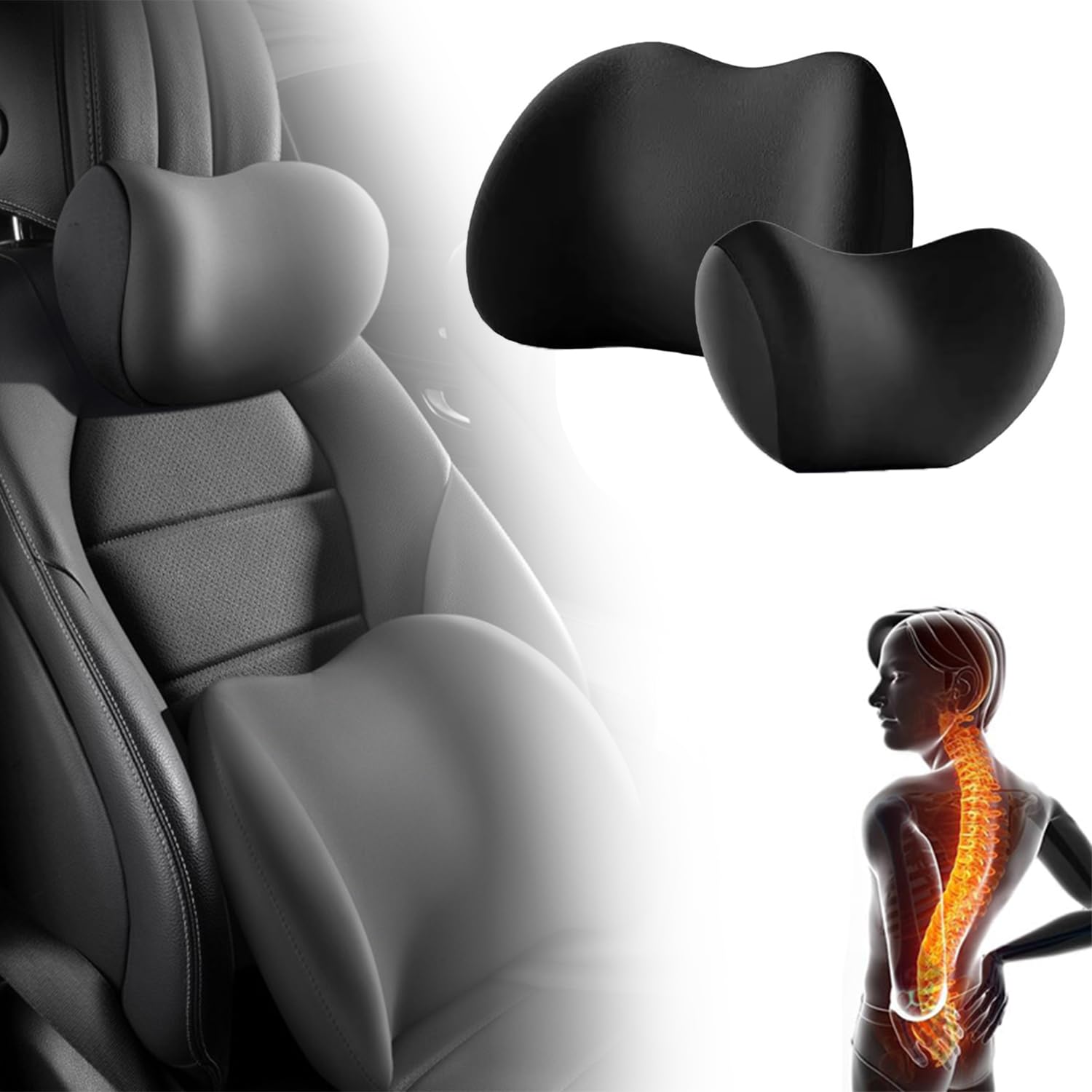Poduszka lędźwiowa samochodowa na zagłówek do MK7 7.5 GTI GTD R GTE, ergonomiczny zagłówek i poduszka lędźwiowa do fotela samochodowego, czarny nagłówek i podkładka pod ramię