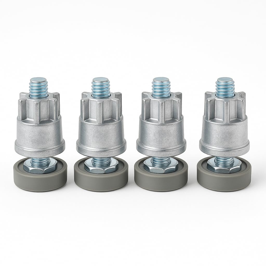 Set of 4 Stainless Steel Foot and 3/8"-16 Threaded Insert Wire Shelving Adjustable Shelf Levelers for Stable and Even Support on Uneven Floors