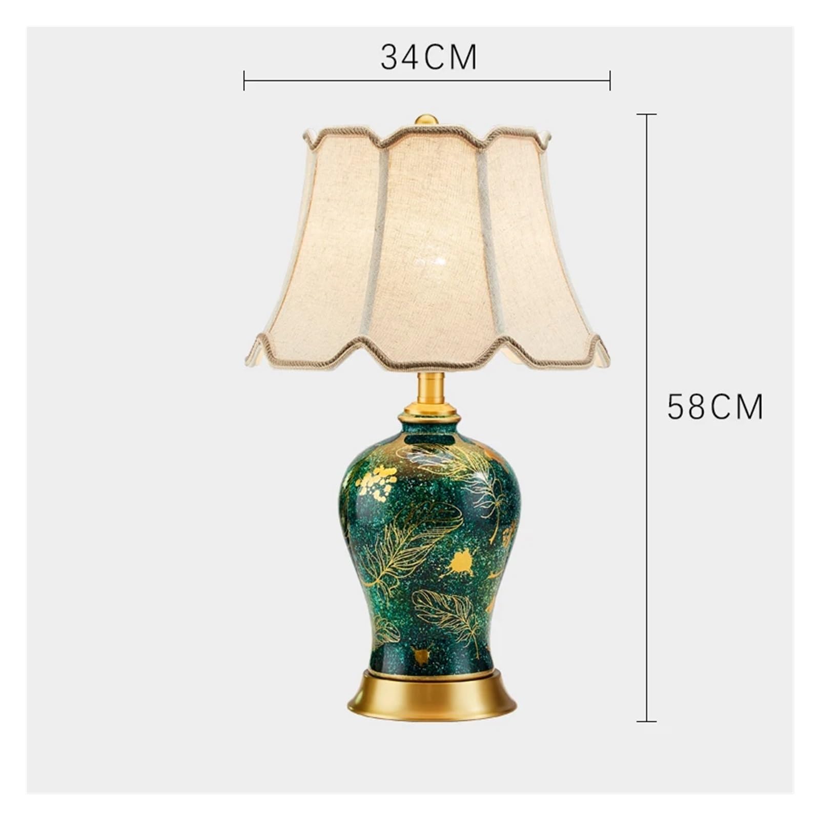 Zielona Ceramiczna Lampa Stołowa Luksusowa Do Salonu, Sypialni, Chiński Styl Retro, Domowa Lampka Nocna, Idealnie Dopasowana - Mała, Rozmiar S