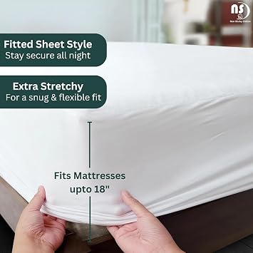 NON Sticky cotton Waterproof Top Split King Mattress Protector, 28 Flex Head Terry Cotton Fitted Cover for Sleep Number Adjustable Bed 78 x 80, Deep Pocket Fits 18, Solid White