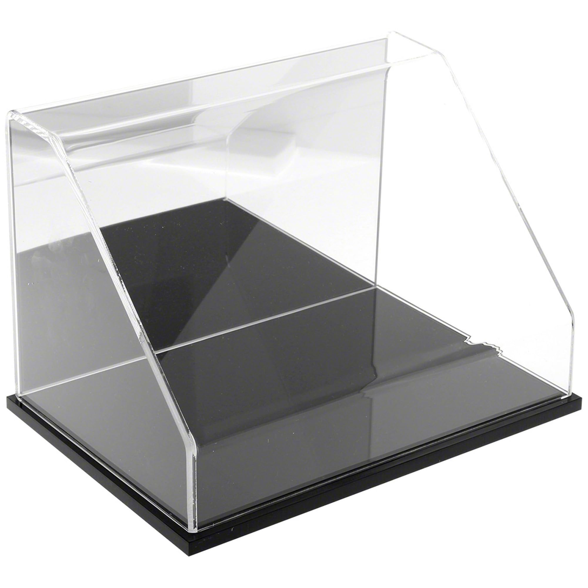 Plymor Clear Acrylic Slanted Front Display Case with Black Base (Mirror Back), 12