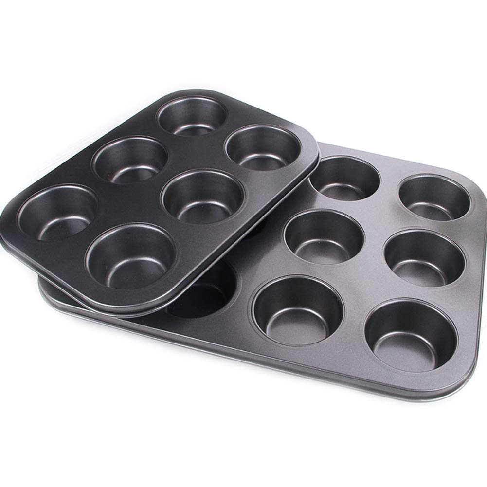 6/12 Holes Square Cupcake Pan Muffin Tray Cupcake Mold Muffin Pan Carbon Steel Baking Pan Non Stick Bakeware Biscuit Pan(12 Holes)