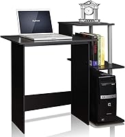 Vista 19 de Furinno - Escritorio compacto para computadora con estantes, Tablero de partículas, Marrón oscuro