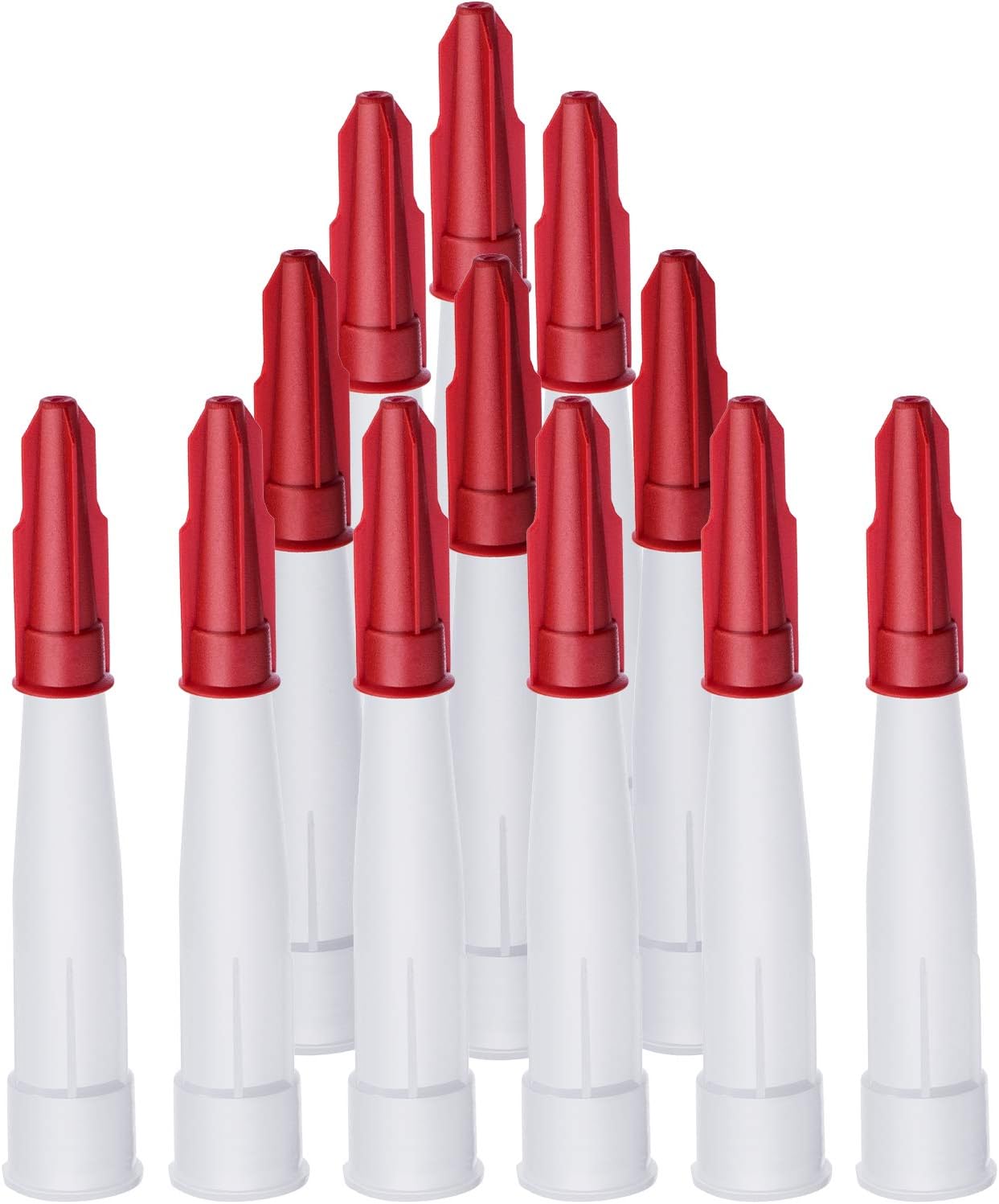 24 Pieces Sealant Nozzles Set, Includes 12 Pcs White Caulk Nozzles and 12 Pcs Red Caulk Caps Nozzle Caps, Plastic