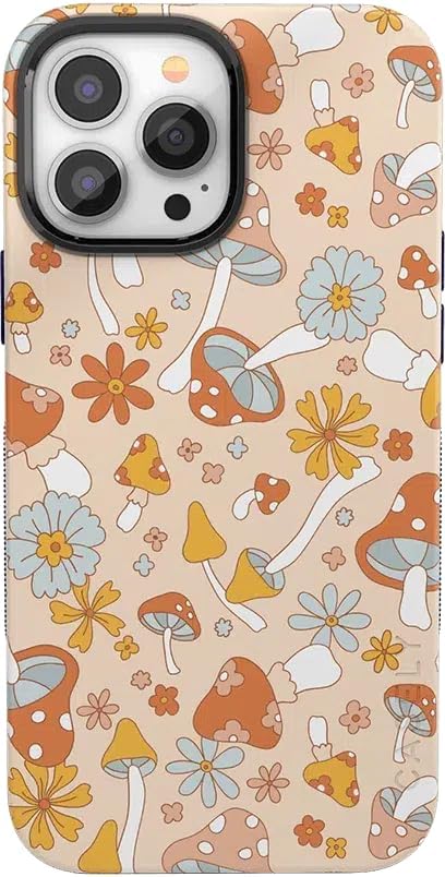 Casely iPhone 13 Pro Max Case | Mushroom Magic | Retro Floral Case | Bold Protective Design Compatible with MagSafe