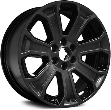 New 22 inch Aluminum Wheel OEM Replacement For GMC Sierra/Silverado 20152020 7 Spoke Black, Painted 6 Lug 139.7 mm 22 x 9 in Rim