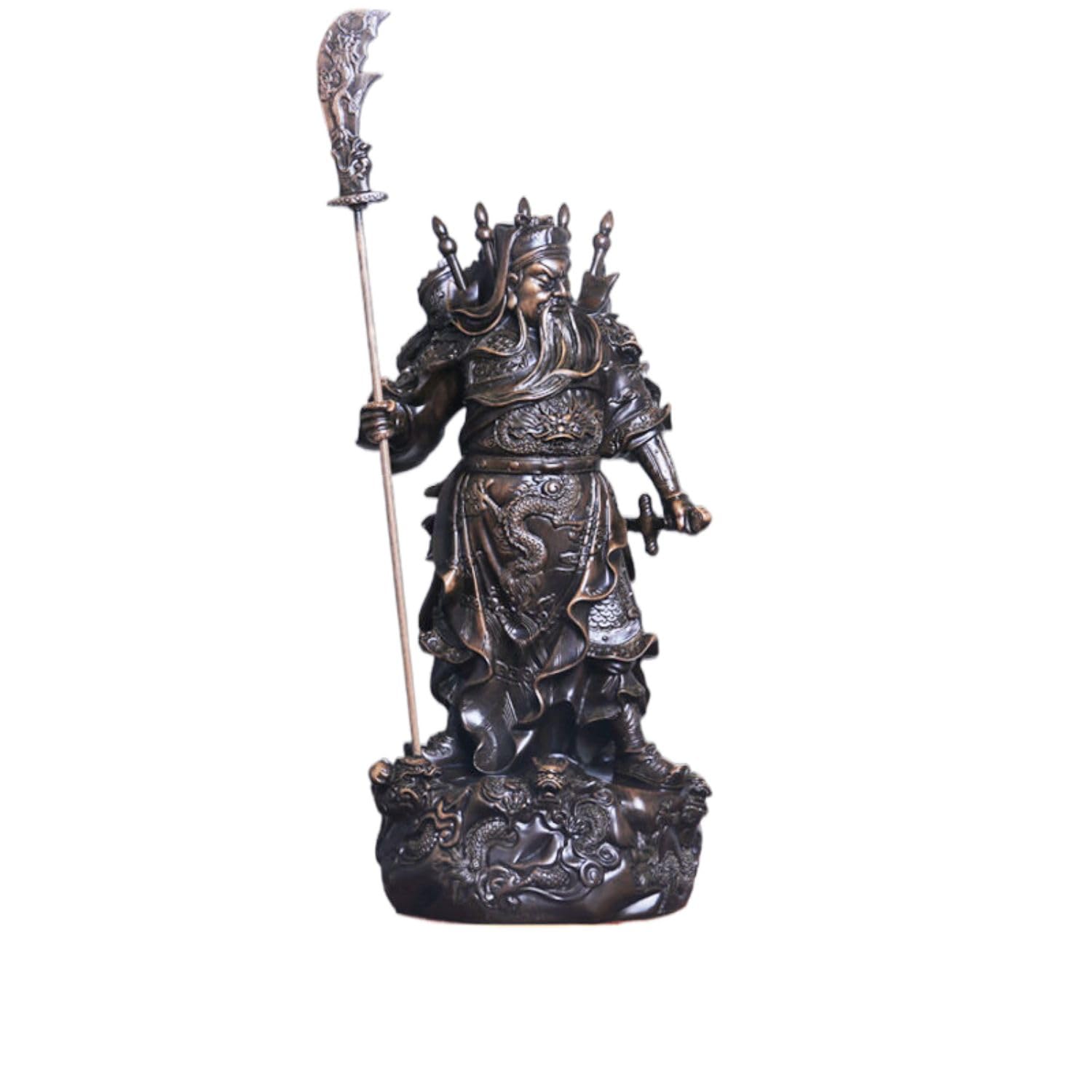 Amazon.com: Jefuzh 佛像关二爷神像供奉九龙关公财神招财立刀关公站