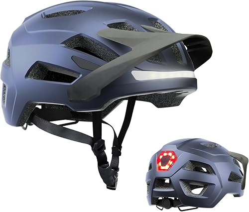 Casco de bicicleta, cascos para adultos y hombres, luces LED delanteras y traseras con certificado seguro, casco de bicicleta de carretera MTB con