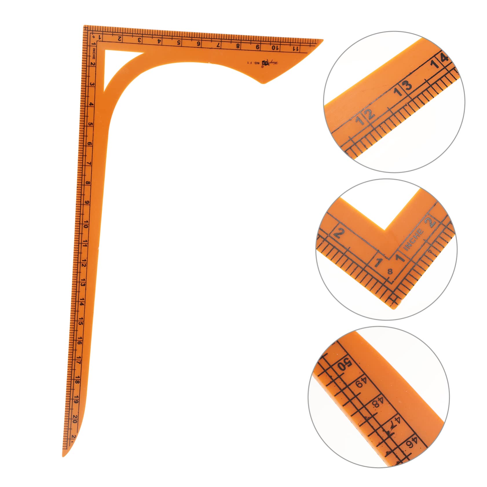 Regla de Corte Doble Escala en Forma de L para Costura y Patchwork | Plástico para Medición Precisa Superficie Lisa sin Rebabas Naranja Escala Clara Uso Profesional y Personal