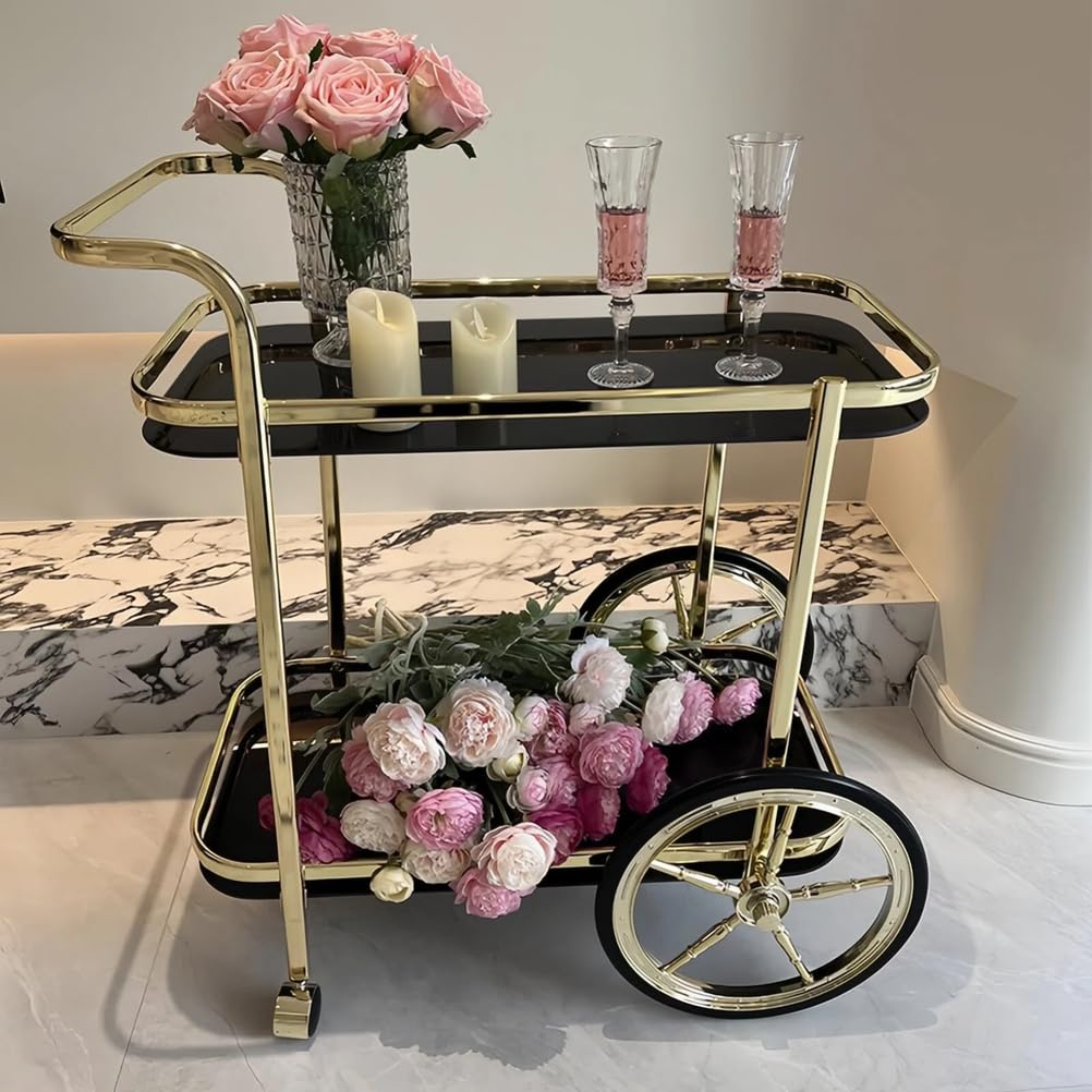 Servierwagen Aus RoséGoldenem, Ablagegestell FüR SpeisesäLe, Mit Universalrollen, Eleganter Servierwagen FüR Bankette, Restaurants Und Zuhause